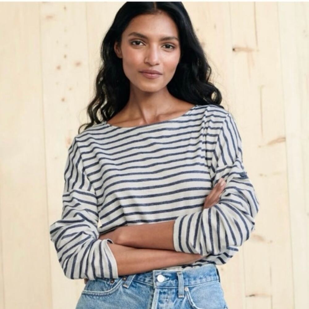 Jenni Kayne Navy and White Striped Long Sleeve Tee